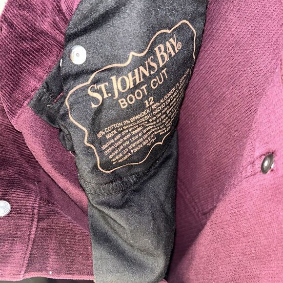 St. Johns Bay Womens Corduroy Bootcut Pants Purple Mid Rise Stretch Pockets 12 - Picture 5 of 7